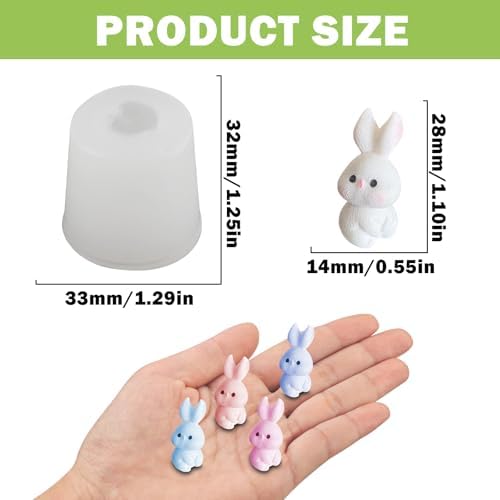 Mini Rabbit Figurines Resin Silicone Molds for DIY Fairy Garden Decor