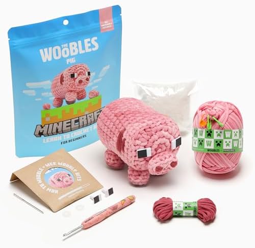 The Woobles Minecraft Crochet Kit for Beginners (Pig)
