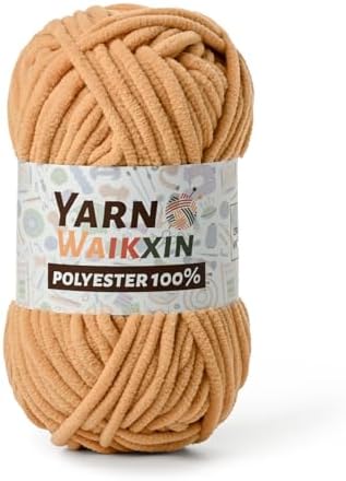 Khaki Soft Chenille Yarn for Crocheting, Fluffy Chunky Crochet Yarn for Baby Blanket, (3.52oz/131yds) Fuzzy Velvet Yarn for Amigurumi&DIY Puzzle、Crafts、Scarf