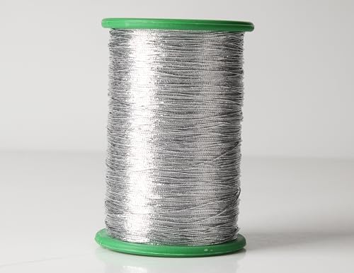 KONMAY Silver Elastic Thread for Sewing, 0.5mm 440 Yards Stretch Bobbin Thread for Shirring, Smocking, Gathering, Ruching, Decorative Sewing, Waistbands, Cuffs & Lightweight Garment Projects