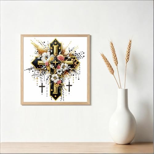Cross Special Shape Diamond Painting for Adults Beginner,Dot Art 12 x 16 In