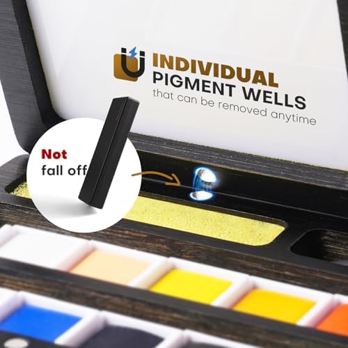 Fuumuui Watercolor Paint Set, 24 Watercolor Paints with Dual Tip Travel Watercolor Brushes Wooden Palette, Art Supplies for Painting, Travel Watercolor Set, Amateur Hobbyists