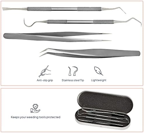 Premium Vinyl Weeding Tool Kit - Precision Stainless Steel Weeder - Hook and Pick with Fine Tweezers Crafting Set for Cricut Vinyl - by iVyne (Silver)