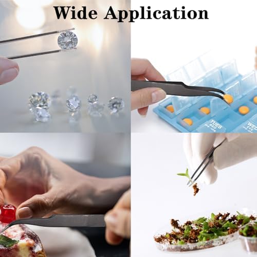 11 PCS Precision Tweezers Set, ESD Tweezers Set, Premium Craft Tweezers Kit, Anti-Static Stainless Steel Tweezers with Tweezer Storage Bag for Lab, Electronics, Jewelry, Laboratory Work, DIY