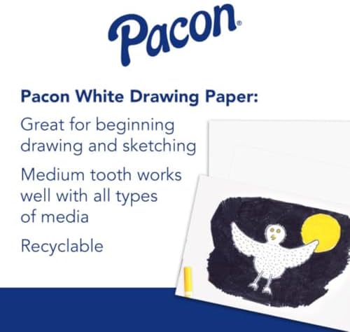 Pacon Drawing Paper, White, Supreme Weight, 12" x 18", 500 Sheets/Pack, Case of 3 Packs, 1500 Sheets Total