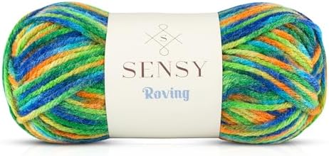 Sensy Roving Multi Color Yarn, 3.5 oz, 132 Yards, Gauge 5 Bulky (Rainforests)
