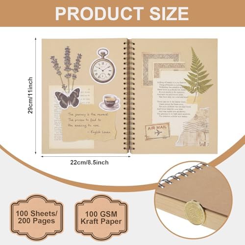 PerKoop 2 Pcs 8.5"x11" Spiral Sketch Books Sketch Pads, Kraft Brown