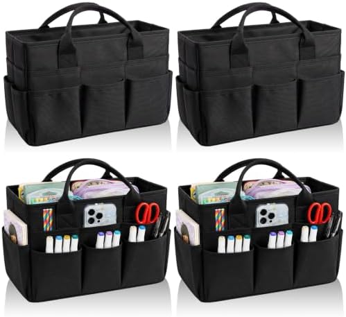 Klyyo Clyro 4 Pack Black Craft Tote Bag Organizer with 14 Pockets
