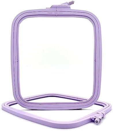 Nurge Square Embroidery Hoop - Plastic Cross Stitch Frame for Needlepoint & Embroidery - Adjustable Craft Hoop - Lilac - No:3 (Medium)