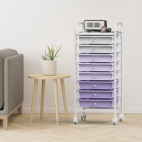 Simple Houseware 8 Drawers Rolling Utility Cart Art Craft Storage, Purple