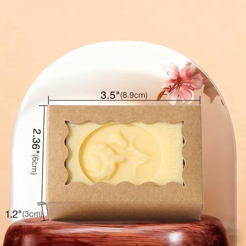 40PCS Kraft Brown Soap Boxes with Window, 3.5x2.36x1.2 Inches, Small Gift Boxes for Homemade Soap, Macarons, Cookies, Candies, Wedding and Birthday Party Favors