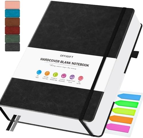 Blank Journal, Hardcover Sketchbook, 320 Pages, Leather Blank Notebook, A5