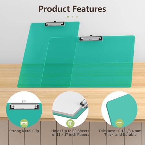 11 x 17 Extra Large Clipboard 2 Pack, Green Clip Board
