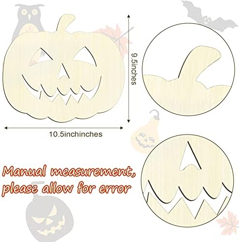 Queekay 6 Pcs Wooden Pumpkin Cutouts Unfinished Halloween Craft Blank