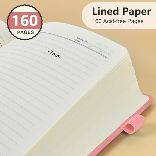 Lined Notebook 5.9"x8.5", Hardcover Leather Journal for Women Men,160 Pages | Medium Size 100 Gsm Writing Journal, Leather Journaling Notebooks for Work School Business Travel Note taking & Daily Diary