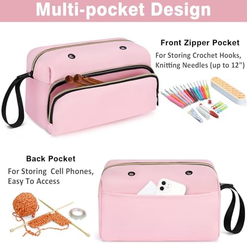 IBFUN Crochet Yarn Knitting Bag Organizer for Knit Accessories Hooks