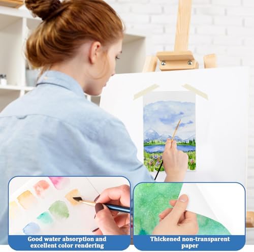 Tlenpo Watercolor Paper Pad, 8.5 x5.5 in 140lb/300gsm, 30 Sheets, Cold Press Acid-Free, Artist Grade Water Color Art Drawing Painting Paper, Drawing Art Supplies for Adults, Teens, Kids
