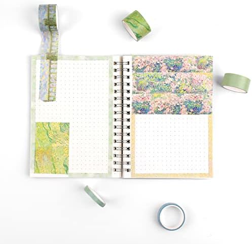 Dizdkizd Floral Green Washi Tape Set, 20 Rolls Cute Seasonal Masking Tape Aesthetic Journaling Supplies for Planner Scrapbooking Calendar Card Making