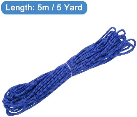 MECCANIXITY Twisted Cord Trim, 5 Yard 3mm 3-Ply Twine Braided Rope Shiny Thread String for Craft Gift Bag Curtain Christmas Decor, Dark Blue - 5m