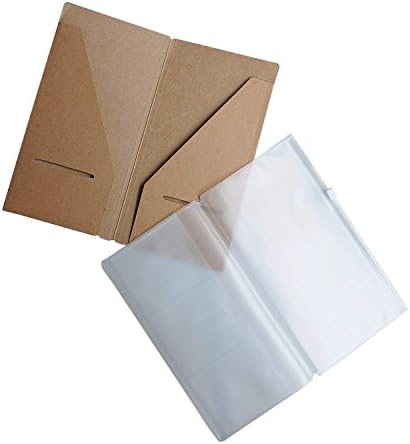 WANDERINGS Clear Zipper Case and Kraft Card Holder for Refillable Travel Journals - 4.25" x 8.25" (11 x 21cm) - Standard Regular Size