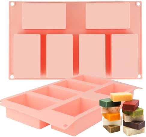 Nalchios Silicone Soap Molds, 6 Cavities Rectangle Silicone Molds for Craft Soap, Loaf Bread, Ice Cube, BPA-Free, Heat Resistant, Easy Release o& Clean, Reusable Baking Pan for Home Kitchen Bakery