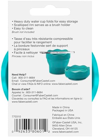 Faber-Castell Collapsible Water Cup Green | Scalloped Brush Holder | 12 Oz Capacity | For Painting | Pack of 6