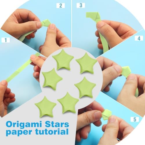 FoDau770 Solid Color Star Paper Strips - 360 Sheet, Light Green
