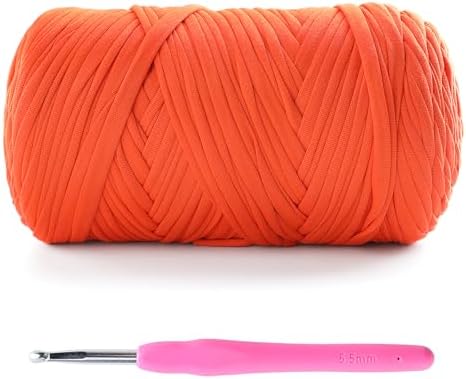 T-Shirt Yarn for Crochet - 400g/131 Yards Elastic Fabric Crochet Cloth - Orange