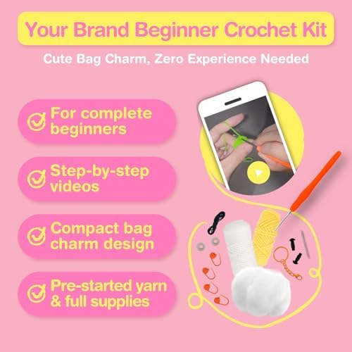 Avenir Crochet Kit for Beginners, Unicorn Animal Keychain Craft Set
