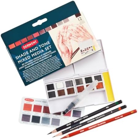 Derwent Shade & Tone Mixed Media Set, 16 Piece Set, Natural Paint Colors with Inktense, Graphitint, Pencils & Tinted Charcoal, Professional Quality (2305903)