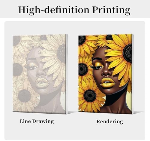 HeeBenor Framed Paint by Numbers Kit for Adults, Black Women, 8x12 Inch