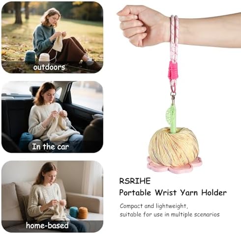 RSRIHE Portable Wrist Yarn Holder- 3D Printed Sakura Crochet Holder for Knitting. Perfect for Travel and on-The-go Crocheting. Comfortable Handmade Tool for Yarn Lovers