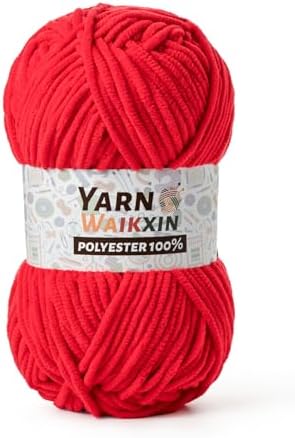 Soft Chenille Yarn for Crocheting, Fluffy Chunky Crochet Yarn for Baby Blanket, (1.76oz/65.6yds) Fuzzy Velvet Yarn for Amigurumi&DIY Puzzle、Crafts、Scarf(Red)