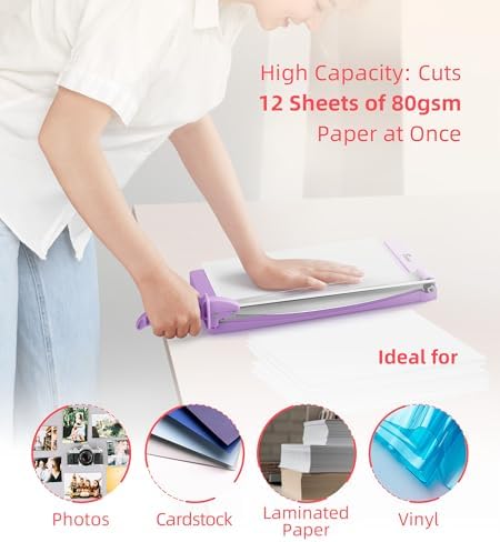Firbon 12" Guillotine Paper Cutter with Hidden Ruler, Compact Paper Trimmer