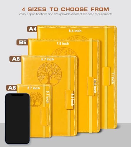 Biuwory B5 Leather Journal Notebook, 256 Lined Pages, Hardcover 7.8"×10.2" | Large Vintage Journal for Women Men,Work,School,Business,Travel Diary,Note taking,College Ruled Writing,Daily Journaling