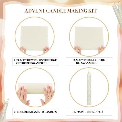 Yuntau 24 Pcs Beeswax Candle Making Kit, 8 x 8 Inches, White