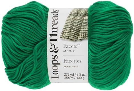 Loops & Threads Facets Yarn - Yarn for Knitting, Crochet, Weaving, and Arts & Crafts - Green, Acrylic, 3.5 oz