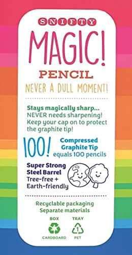 SNIFTY Magic Pencil - Compressed graphite tip equals 100 pencils - red barrel + matching chunky eraser