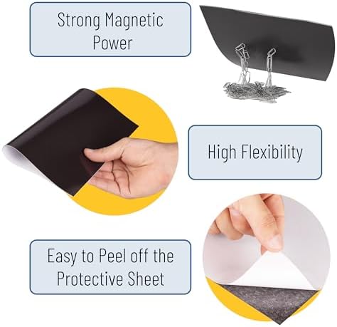 Mr. Pen- Adhesive Magnetic Sheets, 12" x 16", 5 Pack, Cuttable Magnets Flexible Magnet Sheets with Adhesive for Crafts Photos, Classroom Decorations, Easy Peel and Stickers for Planning
