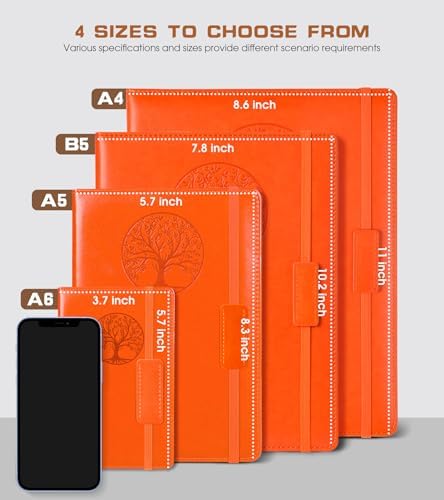 Biuwory Leather Journal Notebook, 256 Thick Lined Pages, Hardcover 8.6"×11" | A4 Large Vintage Journal for Women Men,Work,School,Business,Travel Diary,Note taking,College Ruled Writing,Daily Journaling