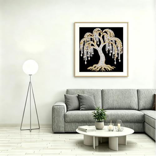DIYBEADDOT Willow Special Shape Diamond Pearl Painting Kits for Adults,5D Diamond Art Pearl Painting Kits for Beginner, DIY Special Shape Pearl Gem Crafts for Home Wall Decor 11.8 X11.8 Inch
