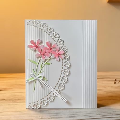 Scrapbooking Die-Cuts, Layer Frame Net Set Metal Cutting Dies for Card Making, Paper Craft Template, Background Embossing Stencils, DIY Album Décor (Flower Lace Edge-14x7.8cm)