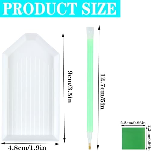 39PCS 5D Diamond Art Painting Tools and Accessories Kits,with 12 Plastic Diamond Art Painting Trays,22pcs Glue Clay,5 Diamond Art Painting pens,Diamond Art Painting DIY Accessories Green and White