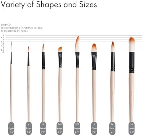 ARTIFY Watercolor Brush Set, 8 Pcs Professional Paint Brushes with Case for Beginners and Artists, Various Shapes, Optimized Hairs for Watercolor, Gouache, Ink, Tempera, and Fabric Painting