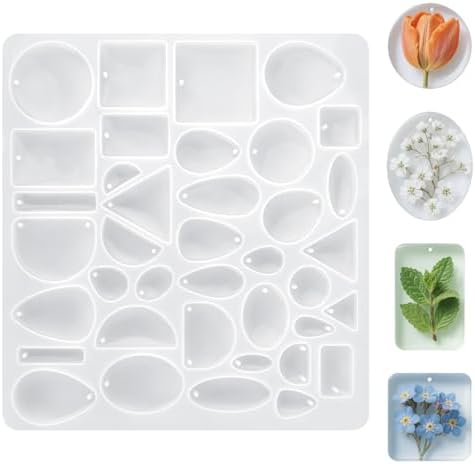 MAQIHAN Resin Jewelry Molds - Silicone Molds for Resin DIY Jewelry Making | Reusable Casting Tray with Hole, Assorted Shapes for DIY Pendant, Earring, Necklace, Bookmark, Keychain Crafts Project Set