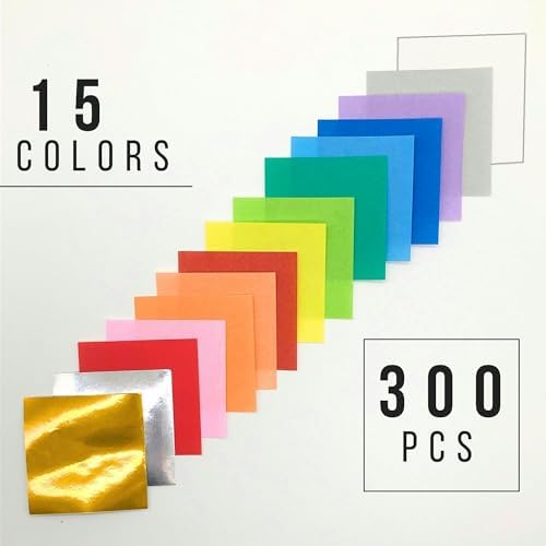 Mini Origami Paper, 2 x 2 Inch Square, 15 Color, 300 Sheets