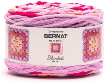 Bernat All in One Blanket Granny Soft Crochet Yarn, Flamingo Pink, 2-Pack