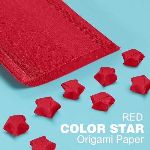 FoDau770 Solid Color Star Paper Strips - 360 Sheet, Red