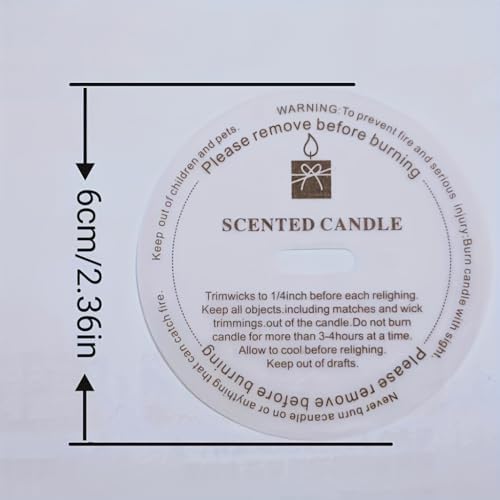 Round Candle Warning Safety Stickers,Labels with Burning Instructions