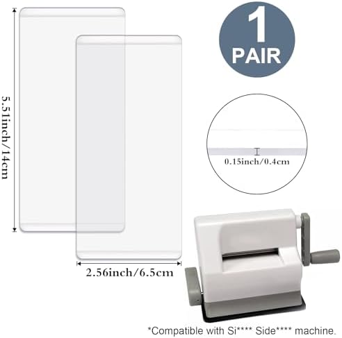 1 Pair Mini Cutting Pads for Die Cutting Machine, 5.5"x2.6" Clear Polycarbonate Plastic Mini Cutting Plates Compatiable with Sizzi* Sidekic*, Die Cutting and Embossing Sandwich Plates for Crafting